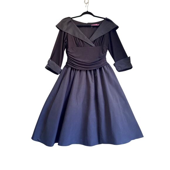 Eliza J Black Portrait Collar 3/4 sleeve cocktail dress Sz 10 portrait collar - Picture 9 of 9